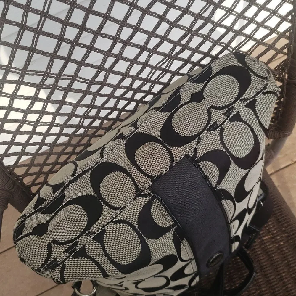 COACH Black and Gray Signature Foldover Tote Bag No. H1369-F23304